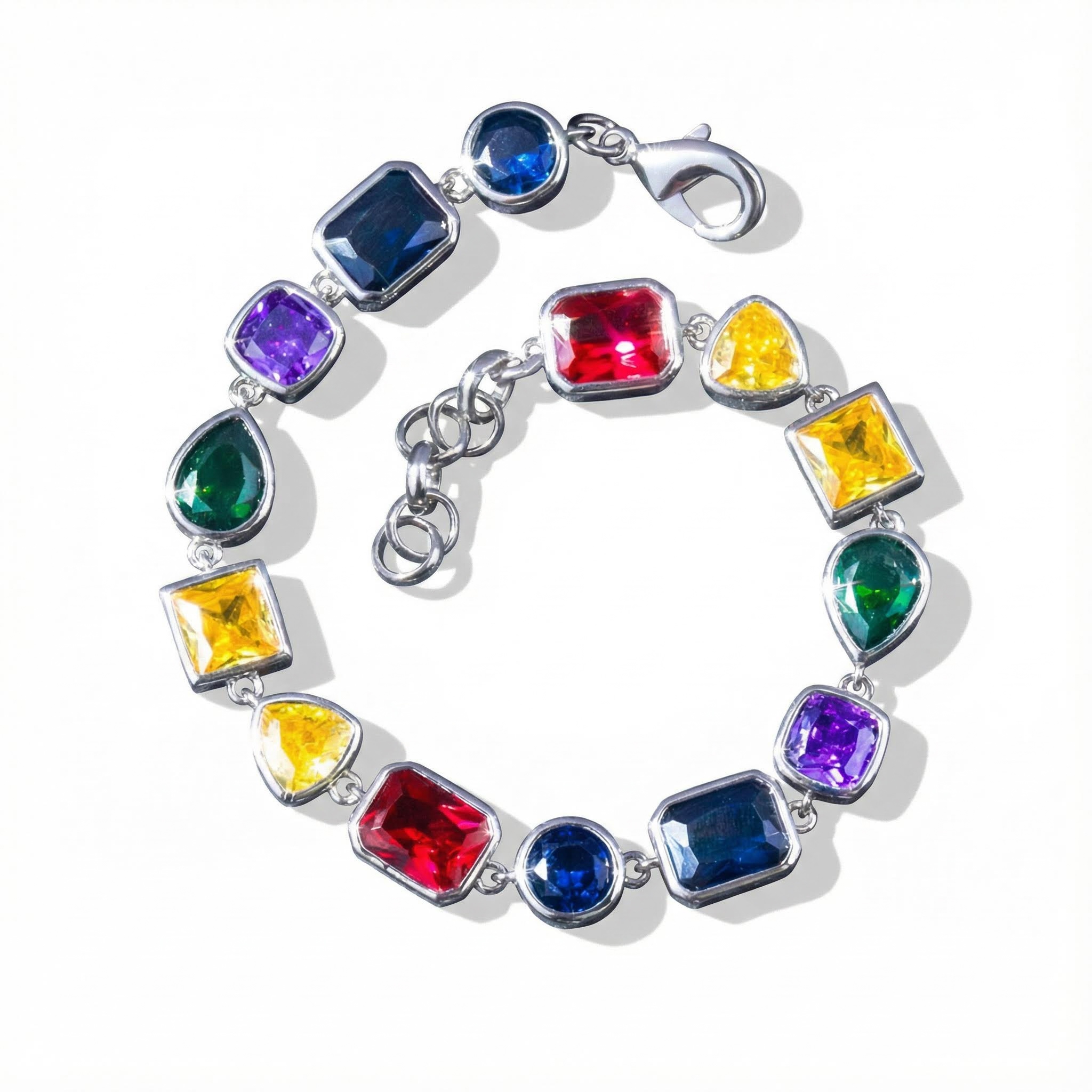 Multicolored and Mixed Shape Diamond Bracelet