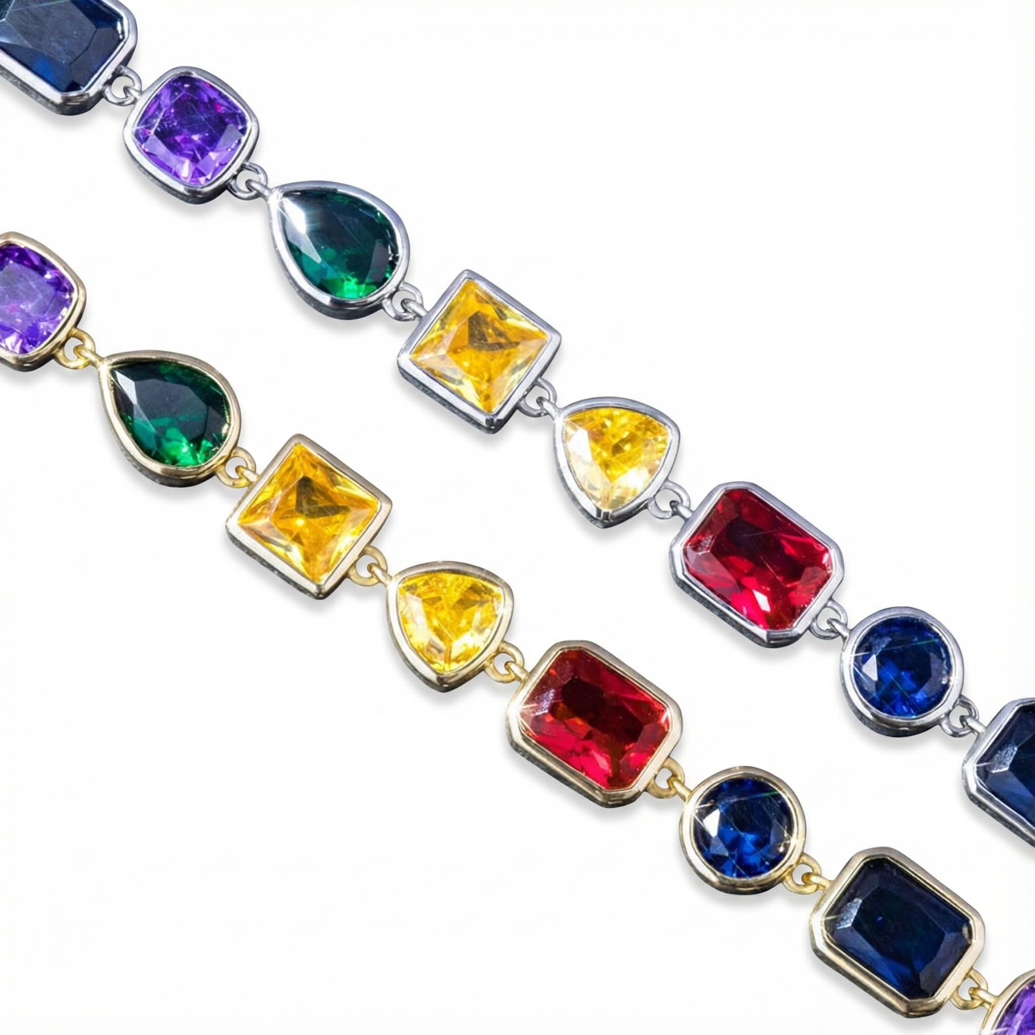 Multicolored and Mixed Shape Diamond Bracelet
