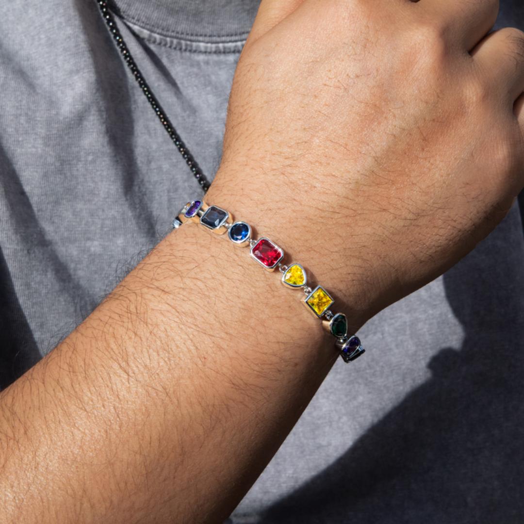 Multicolored and Mixed Shape Diamond Bracelet