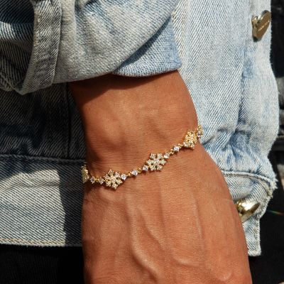 10mm 7'' Snowflake Link Bracelet in Gold