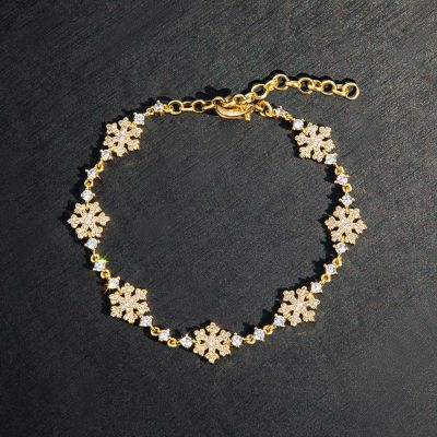 10mm 7'' Snowflake Link Bracelet in Gold