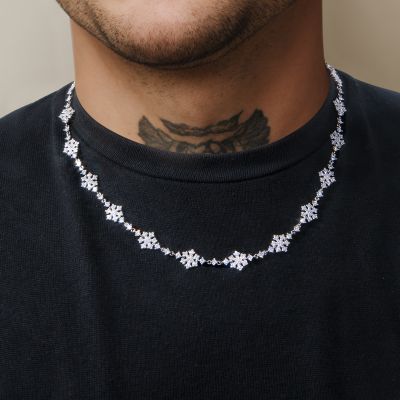 10mm 18'' Snowflake Link Chain in White Gold