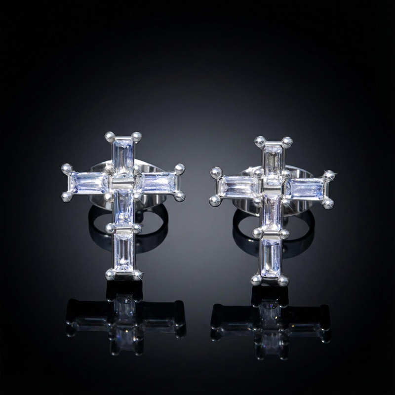 Baguette Cross Earrings Baguette Cross Earrings