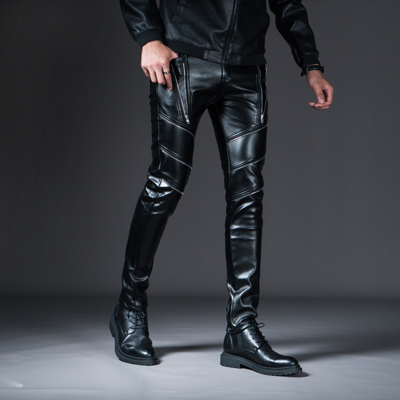 Men's Personalized Slim Zipper Leather Pants