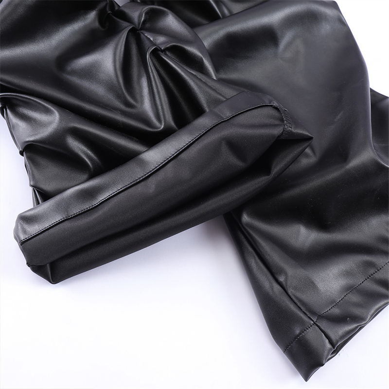 Men's Punk Niche Shiny Wrinkled Leather Pants
