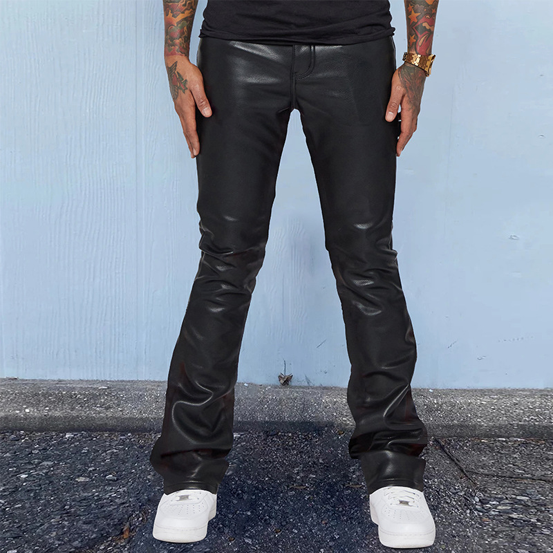 MEN FLARED LEATHER COAT