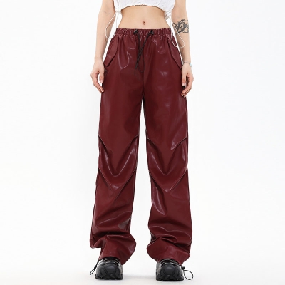 Y2K High Street Motorcycle Style Leather Pants