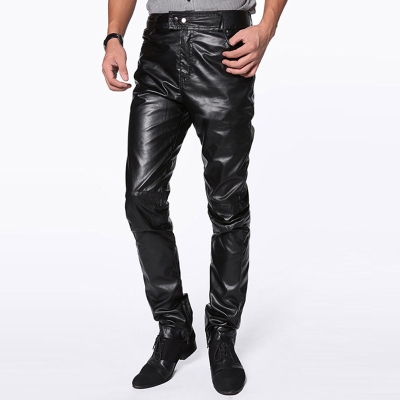 Warm Motorcycle Slim Stretch Leather Pants