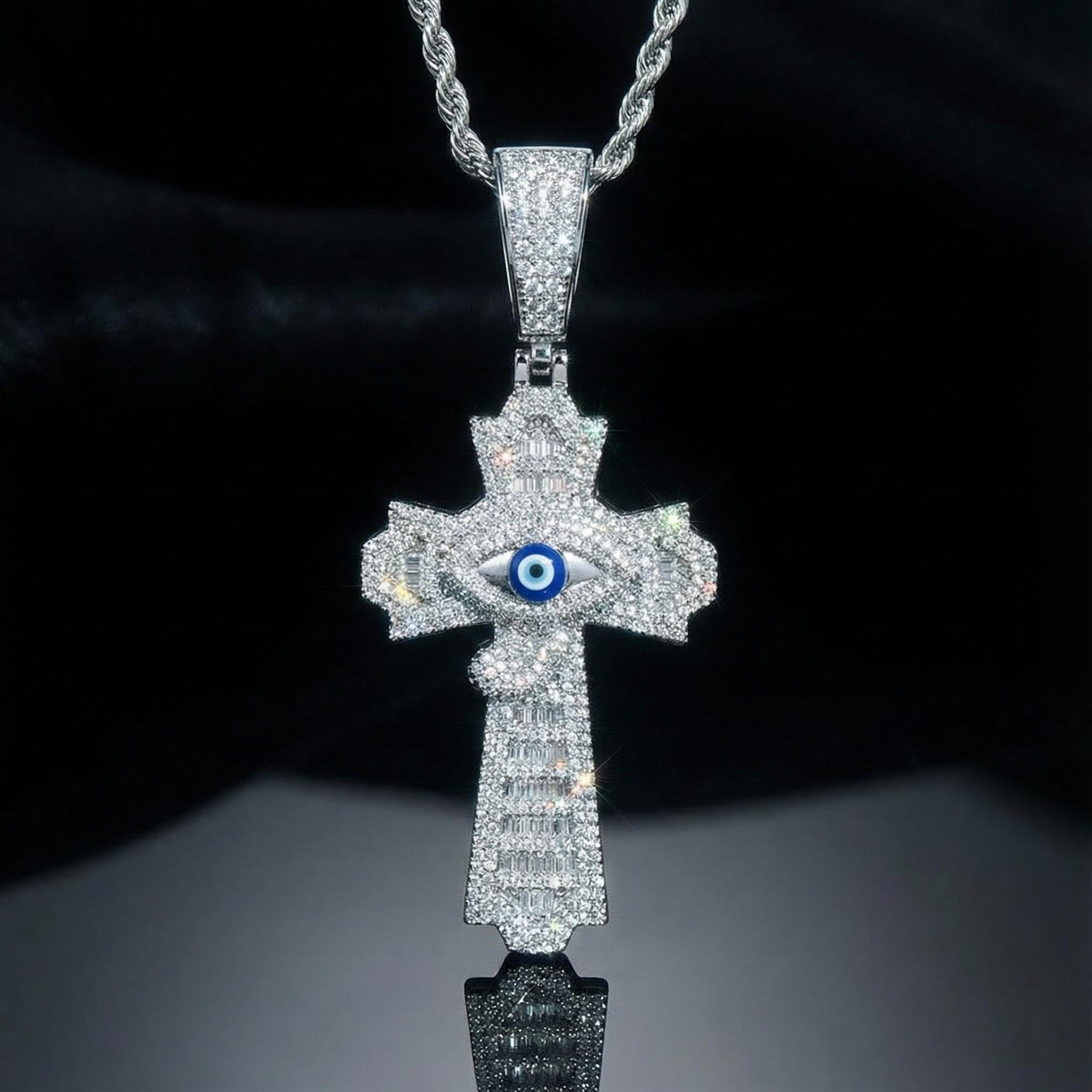 Egyptian Eye of Horus Baguette Cross Pendant