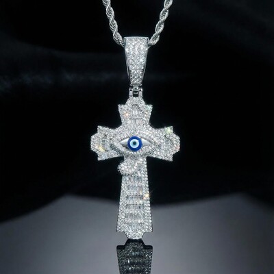 Egyptian Eye of Horus Baguette Cross Pendant