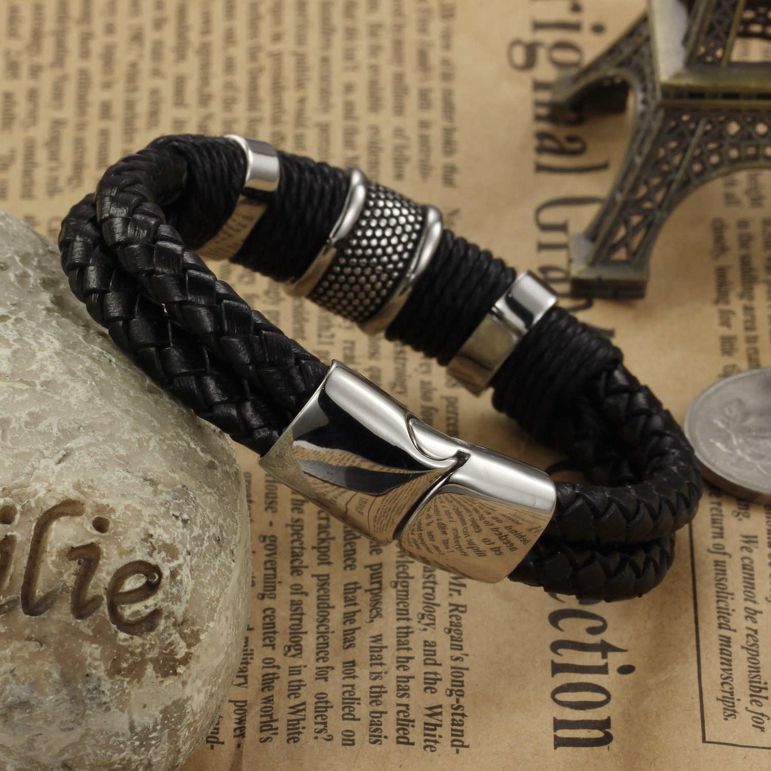 Men's Weaving Personalized Leather Bracelet