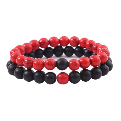 2Pcs Red Turquoise and Agate Beads Bracelet
