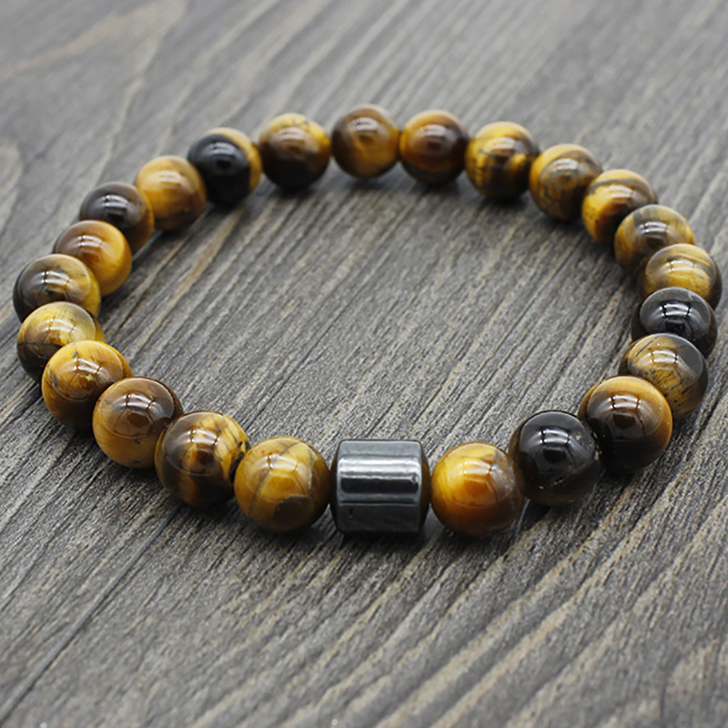 8mm Tiger Eye Magnetic Hematite Beads Bracelet