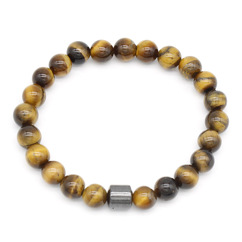 8mm Tiger Eye Magnetic Hematite Beads Bracelet