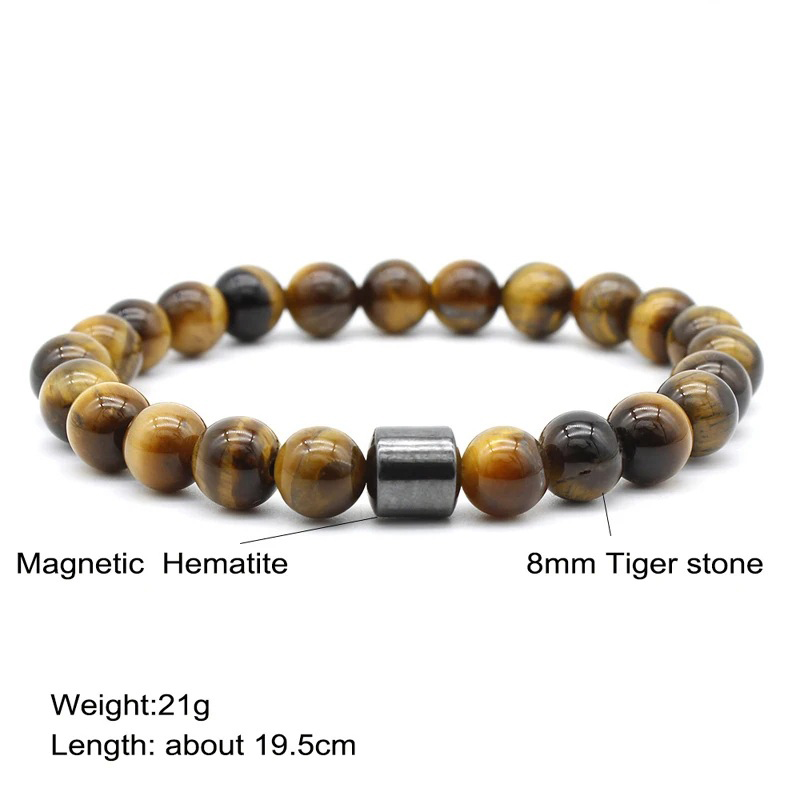 8mm Tiger Eye Magnetic Hematite Beads Bracelet