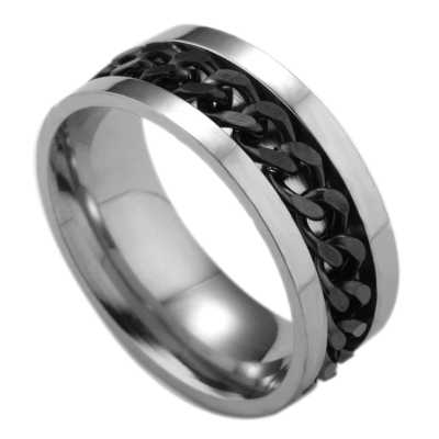 Men's Titanium Steel Chain Rotating Ring