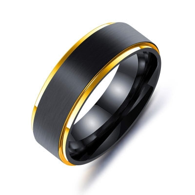 Men's Simple Gold Trim Ring