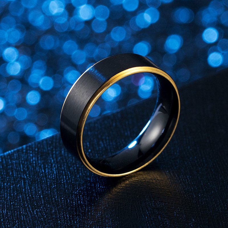 Men's Simple Gold Trim Ring