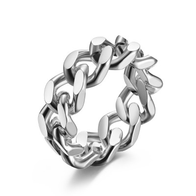 Simple Titanium Steel Silver Chain Ring