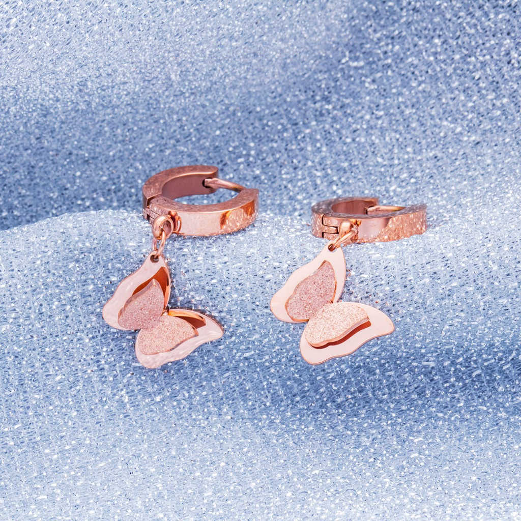 Titanium steel butterfly ladies earrings