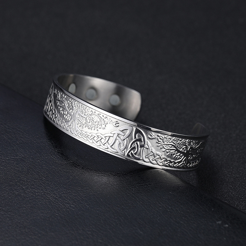 Nordic Totem Viking Tree of Life Titanium Steel Bracelet