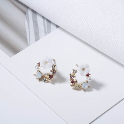 Iced White Petal Earrings