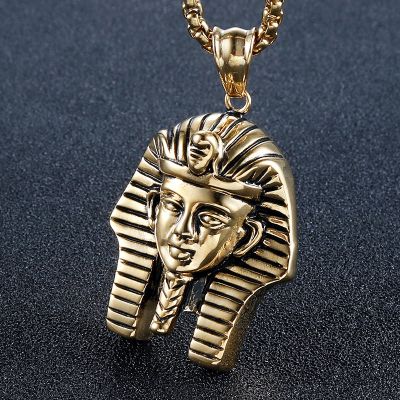 Egyptian Pharaoh Pendant in Stainless Steel Gold