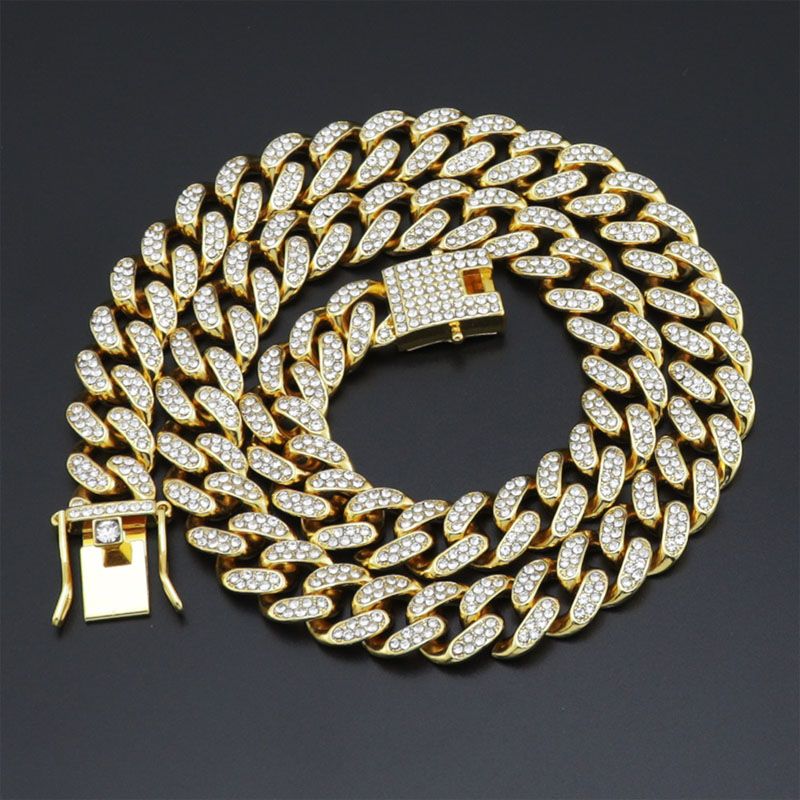 Miami Cuban Chain with 12mm Gold Diamonds