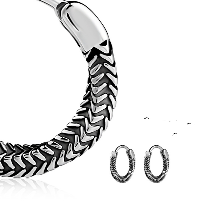 Men's Stainless Steel Fish Scale Earrings