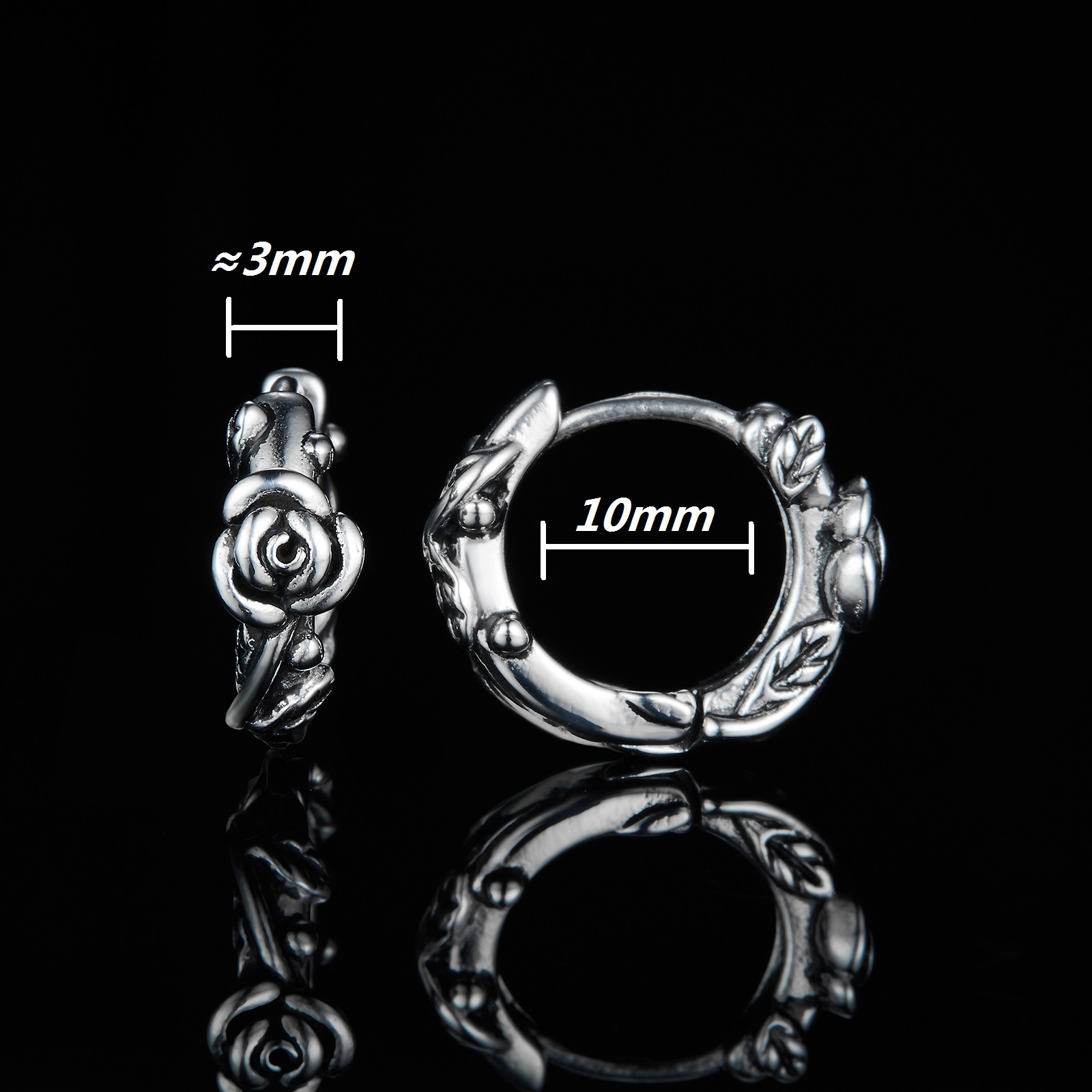 Rose Shaped Stainless Steel Earrings Helloice Jewelry