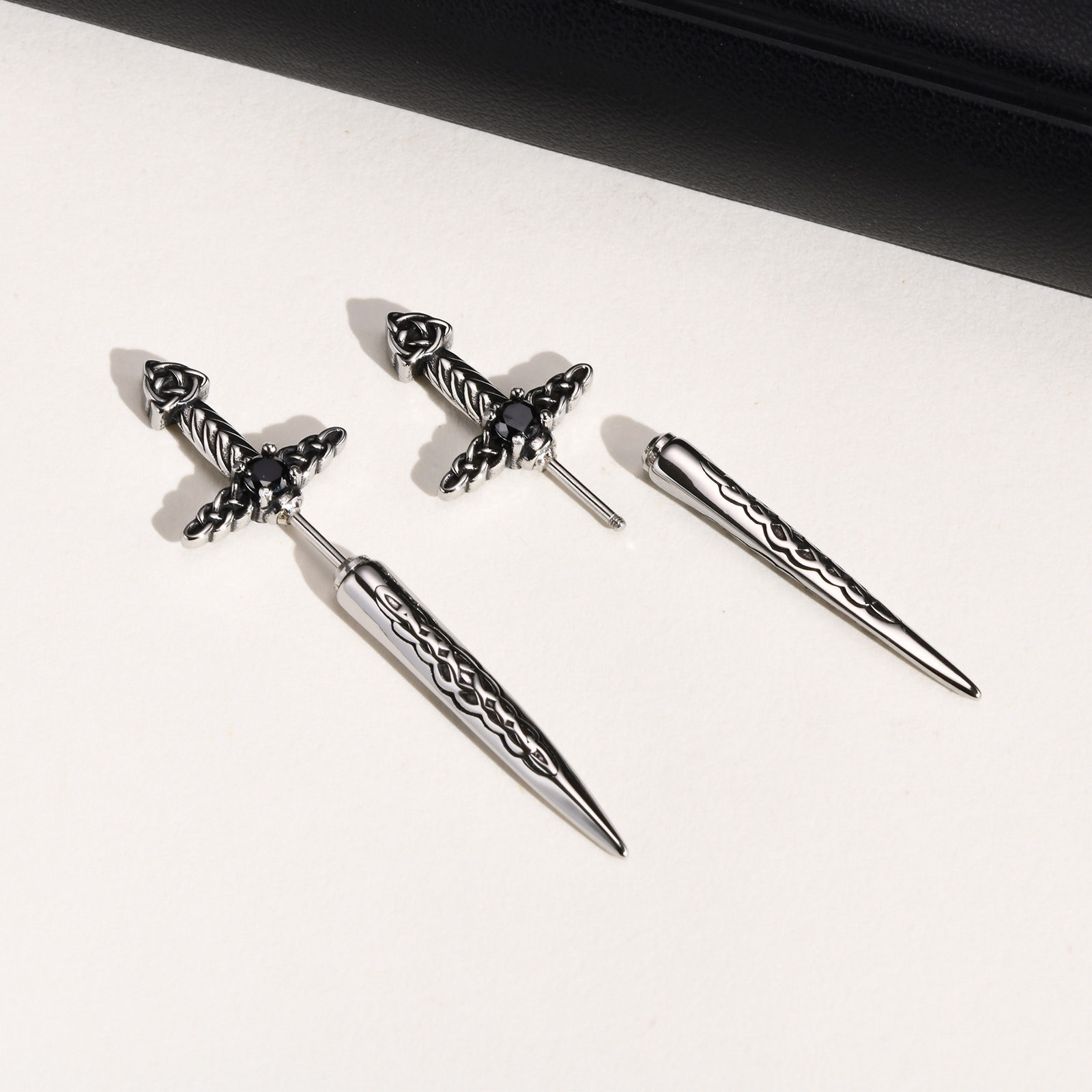 Vintage Celtic Knot Sword Earrings Stainless Steel