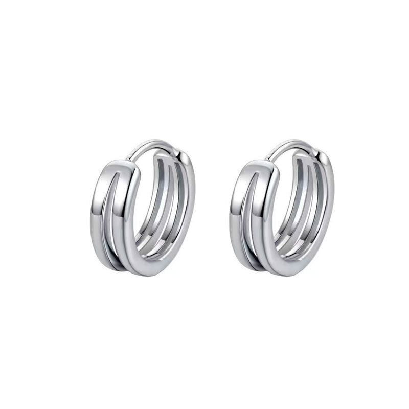 Double Layer Fashion Earrings in Black/Silver