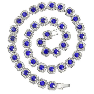 Sapphire Square Clustered Tennis Chain