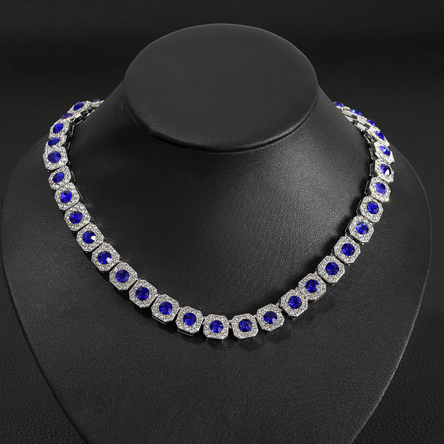 Sapphire Square Clustered Tennis Chain