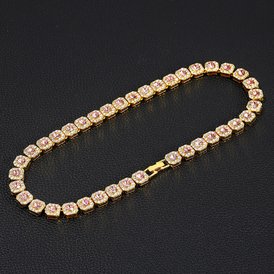 Pink Stone Clustered Tennis Chain