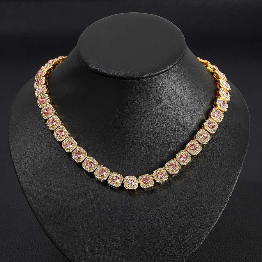 Pink Stone Clustered Tennis Chain