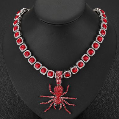 Ruby Tennis Chain and Red Spider Pendant Set