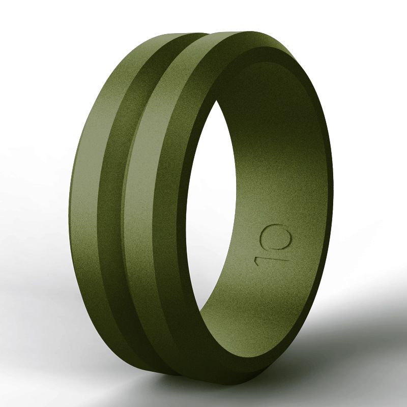 Men's Silicone Ring with Beveled Ribbed Edge