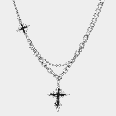 Fashion Double Cross Necklace