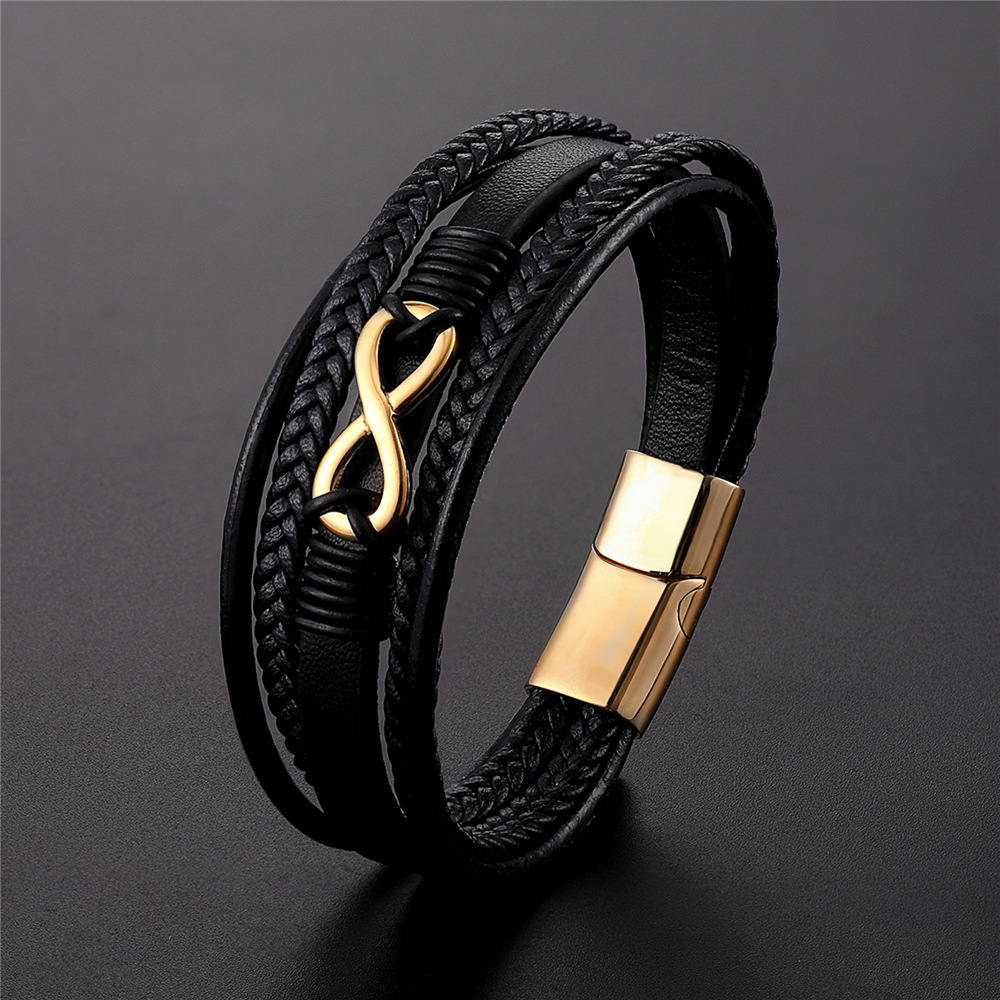 Leather Bracelet with Möbius Ring