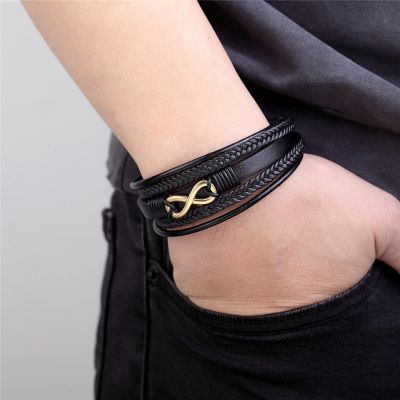Leather Bracelet with Möbius Ring
