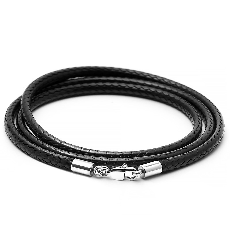1.5mm/2mm/3mm Men's Black Wax Rope Braided Necklaces