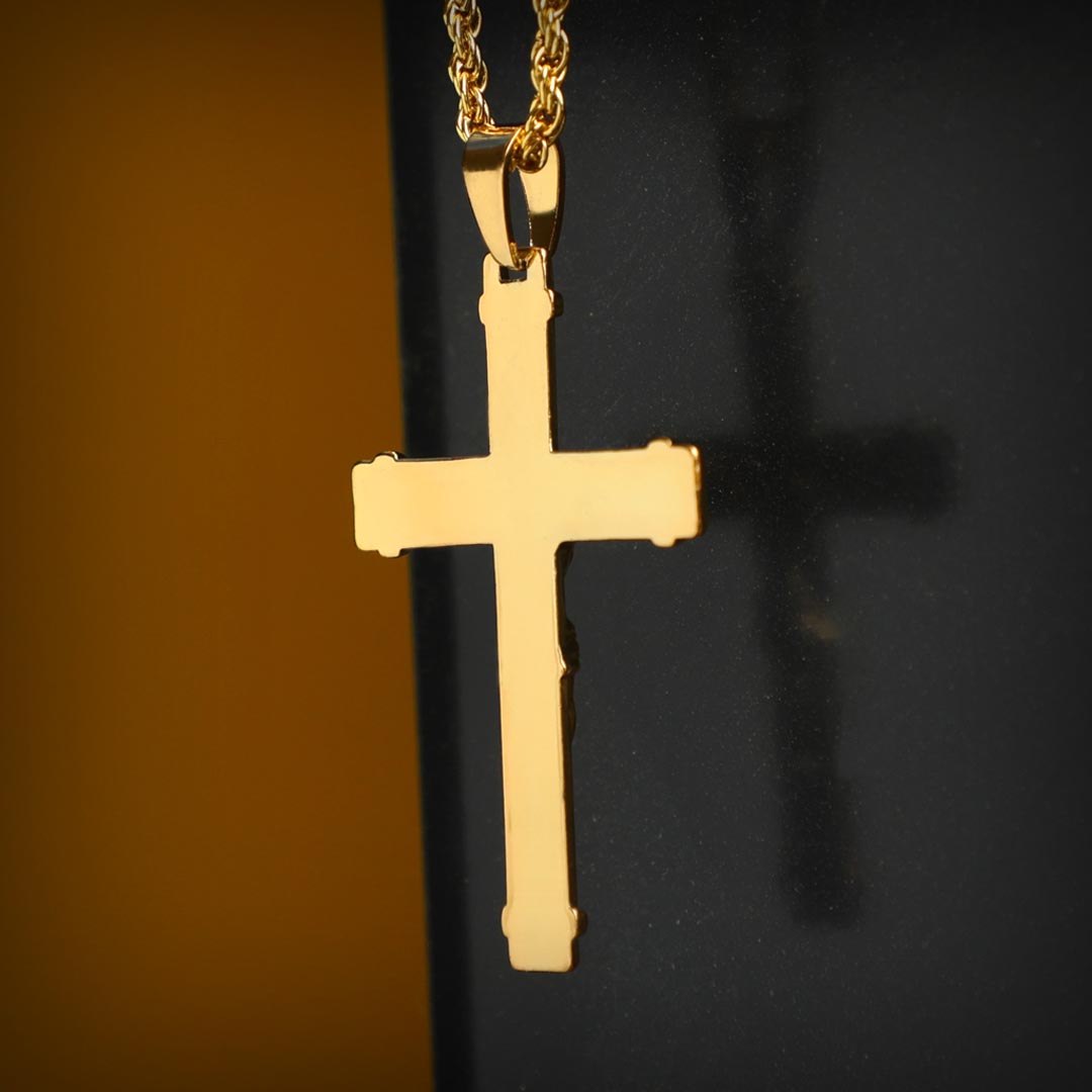 Jesus Crucifix Cross Pendant in Gold