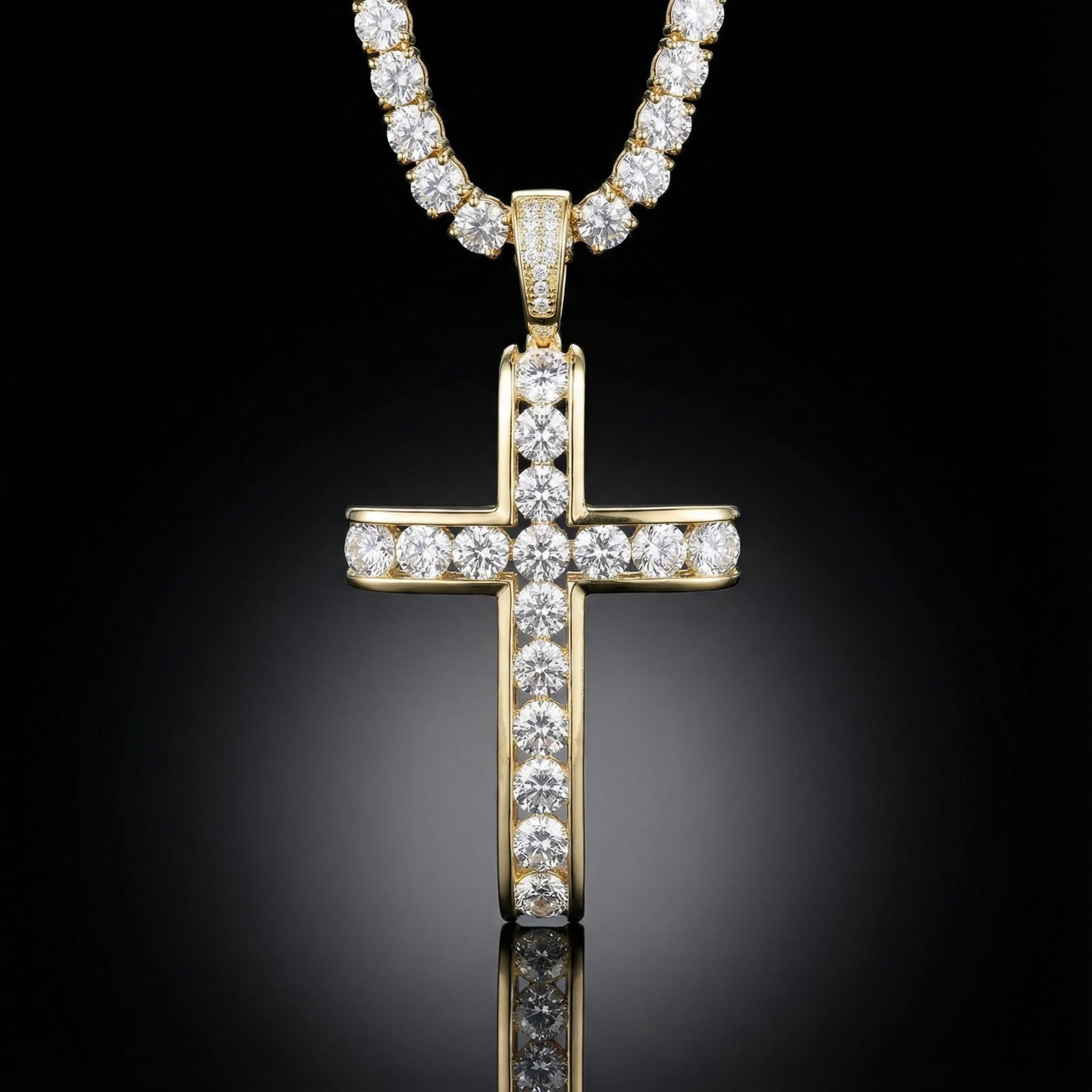 Gorgeous Men's Tennis Cross Pendant in Gold