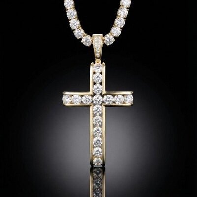 Gorgeous Men's Tennis Cross Pendant in Gold