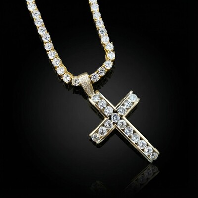 Gorgeous Men's Tennis Cross Pendant in Gold