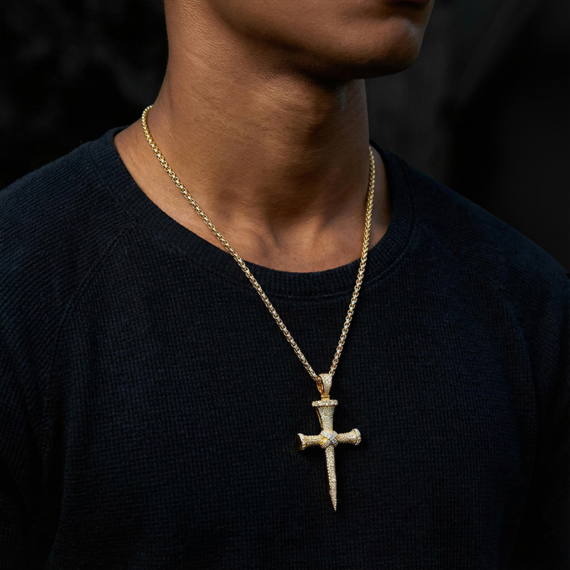 Shields of Strength Men's Pave Nail Cross Pendant Shields of Strength Men's Pave Nail Cross Pendant