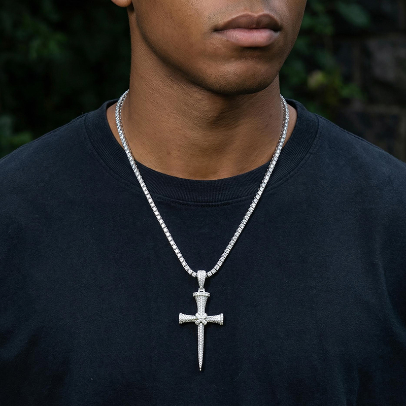 Shields of Strength Men's Pave Nail Cross Pendant Shields of Strength Men's Pave Nail Cross Pendant