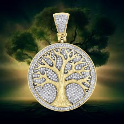 Two-tone Tree of Life Medallion Pendant