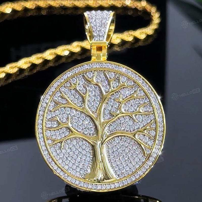 Two-tone Tree of Life Medallion Pendant